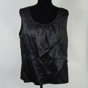 Talbots Black Silk Ruffle Sleeveless Top